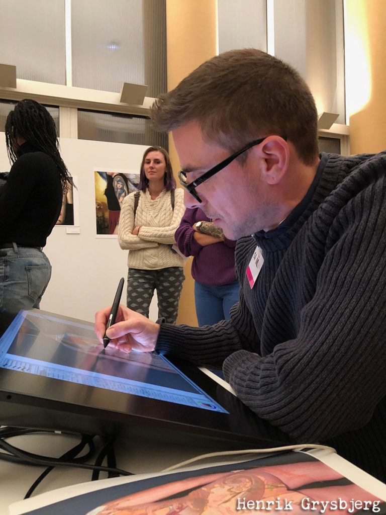 Pascal Bagot, peinture, alphonse mucha, hommage, tatouage, samoth, color, tattoos, ink ,atc tatouage, henrik grysbjerg, working, travail, tatoueur