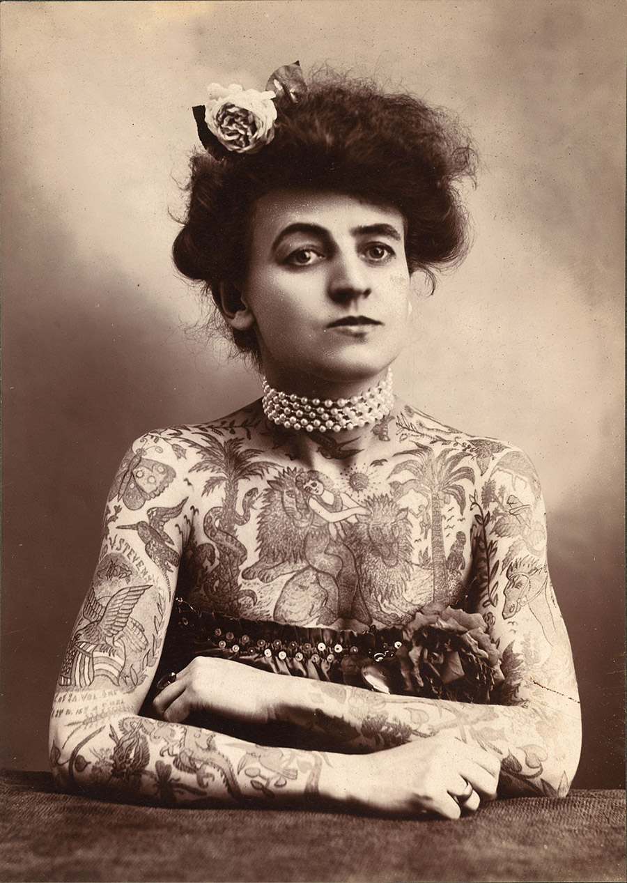 maud wagner, vintage portrait, portrait, tattooed lady, tattooed women