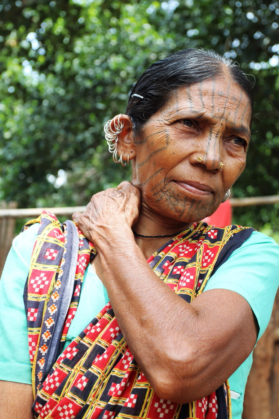 vaches, inde, tatouage, tradition du tatouage, femmes Kondh, femme, tattoo, indian ink, encre, lignes, femme indienne, portrait, tatouage, tatouage visage, piercing