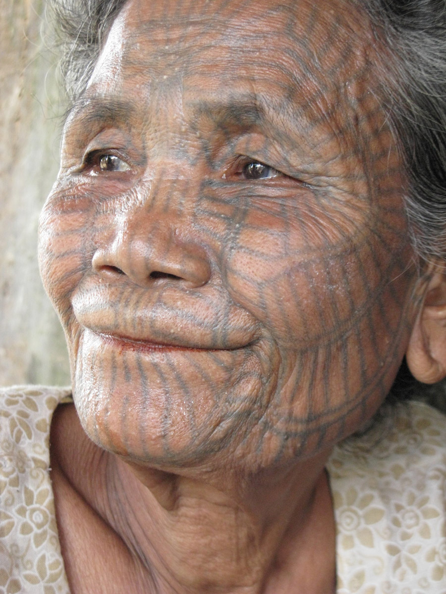 femmes chin, encre, ink, tatouage femmes, face, tatouage birman