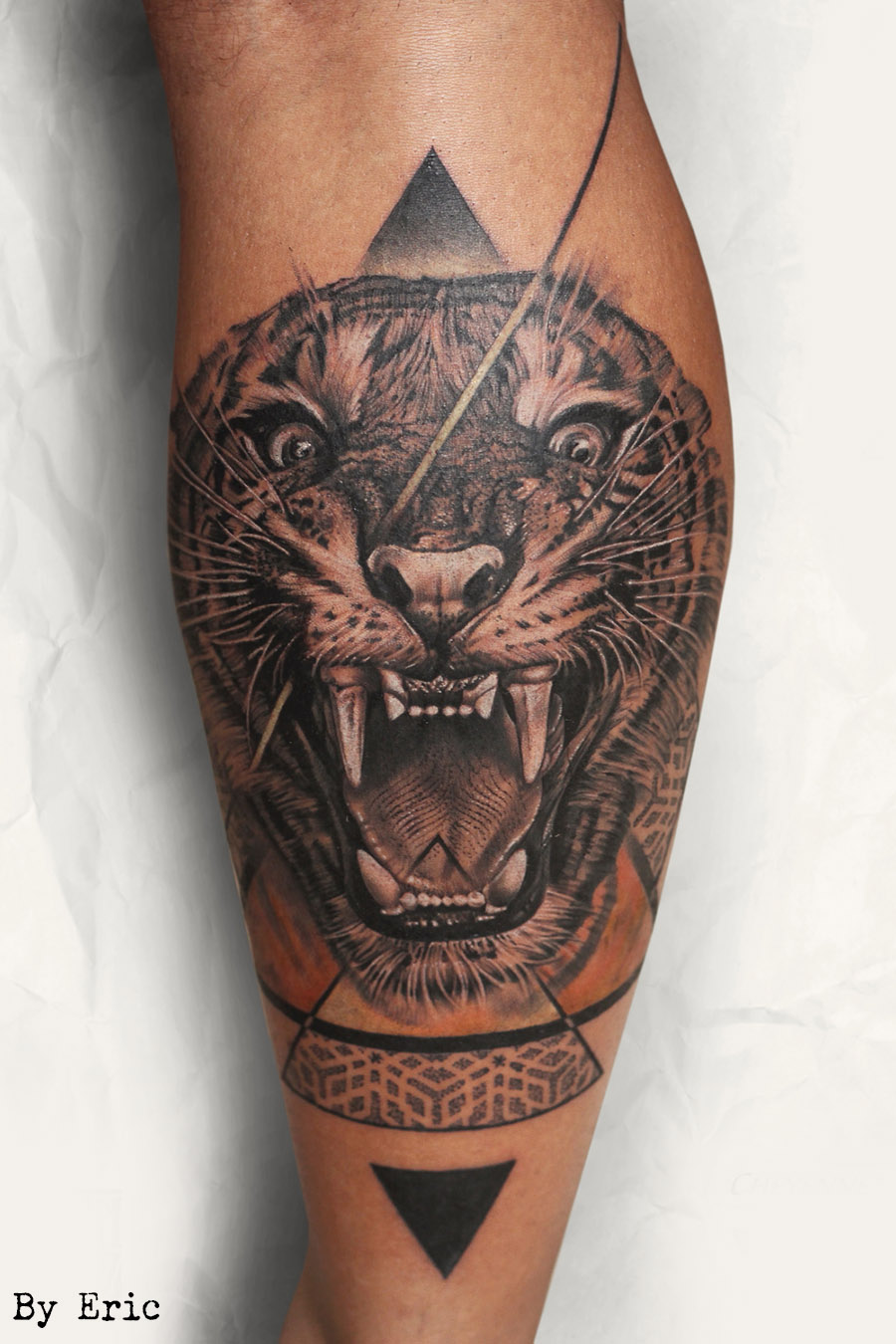 tiger tattoo, black and grey, bombay boys, bombay, tattooing