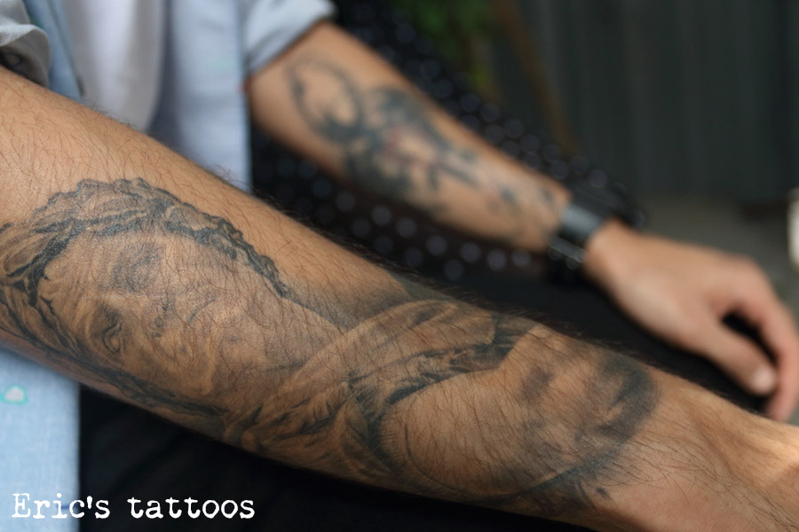 black and grey tattoos, arm, tattooing