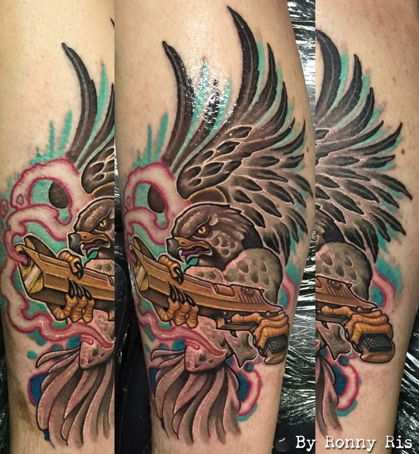 tatouage , new school, collared tattoo