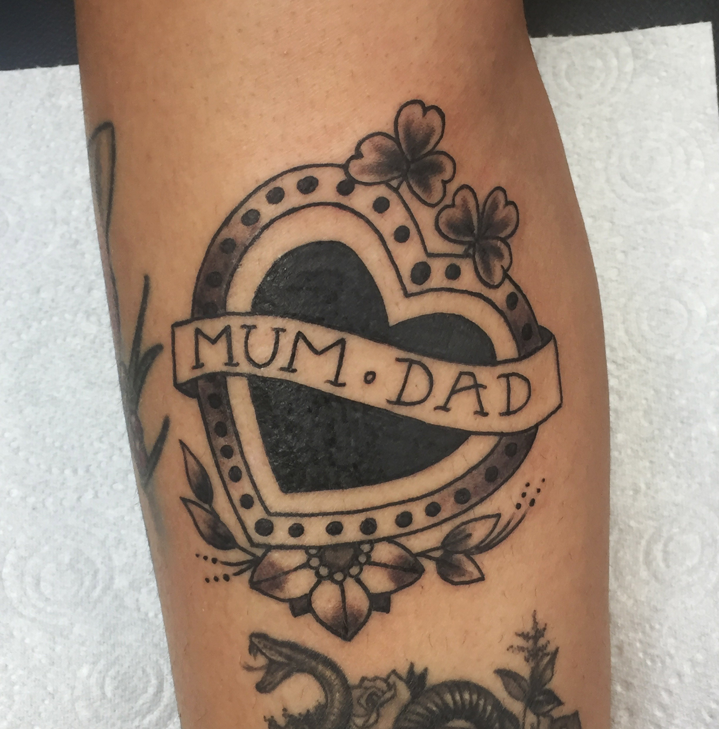 coeur, heart, tatouage , mum and dad