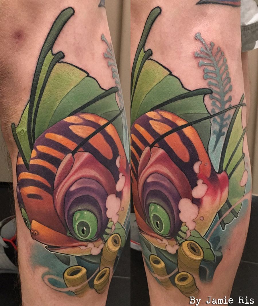fish, tattoo, new school, tatouage, jamie ris, dogstar tattoo