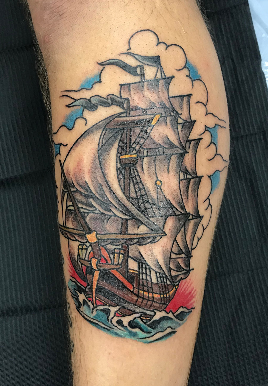 bateau, tatouage, old school