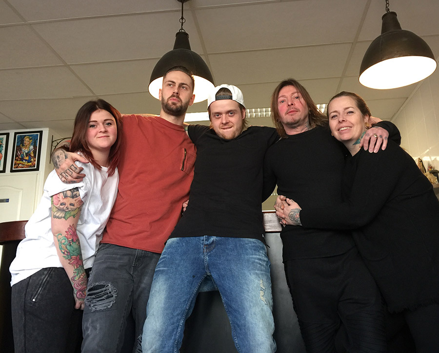 jamie ris, dogstar tattoos, new school, leg tattoo, color tattoos , tattooing, tattooer